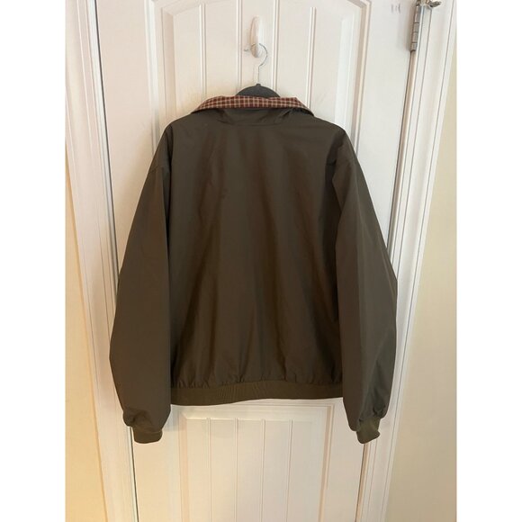 Vintage LL Bean Olive Green Nylon Jacket Plaid Flannel Full Zip Men's Size XXL - Picture 6 of 6